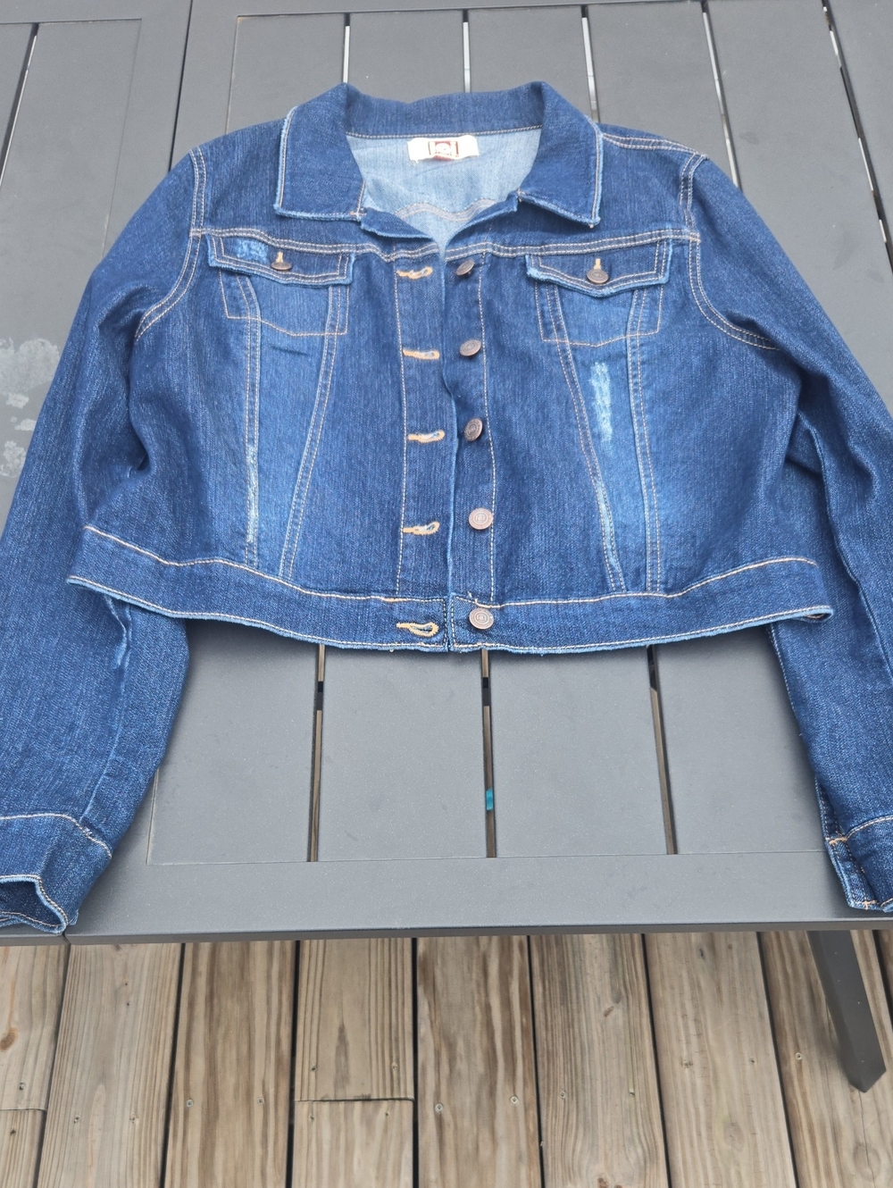 lei Dark Blue Cropped Denim Jacket